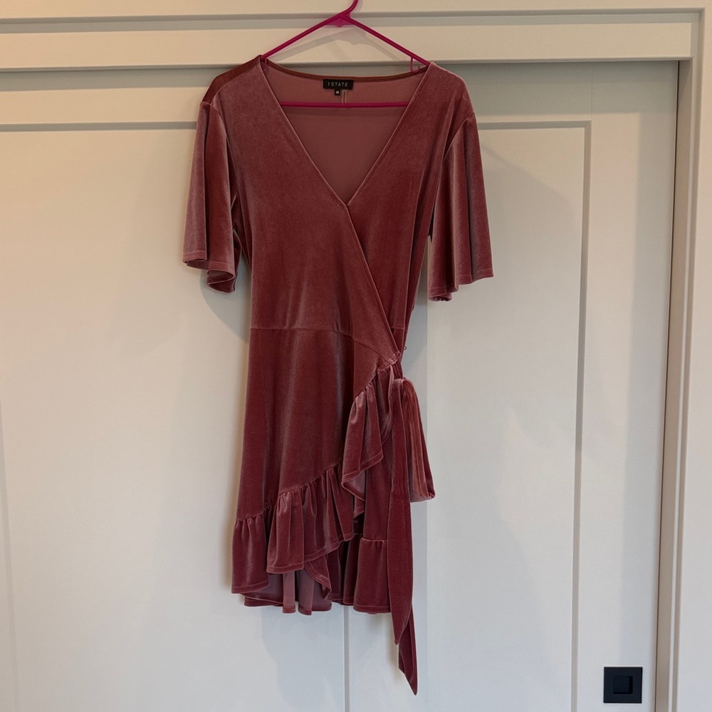 Bershka Mauve Velvet Wrap Dress